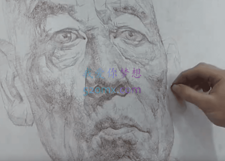 列宾美术学院素描男头像视频教程_素描头像基础教程_素描头像教程