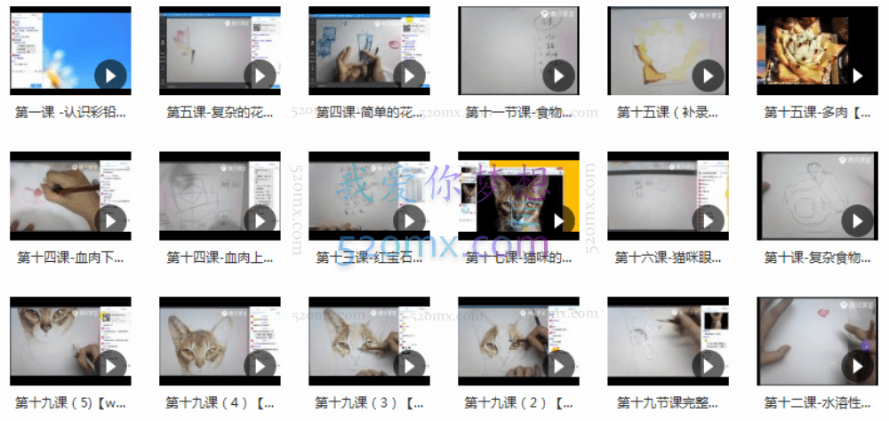 彩铅零基础自学快速入门视频教程39讲