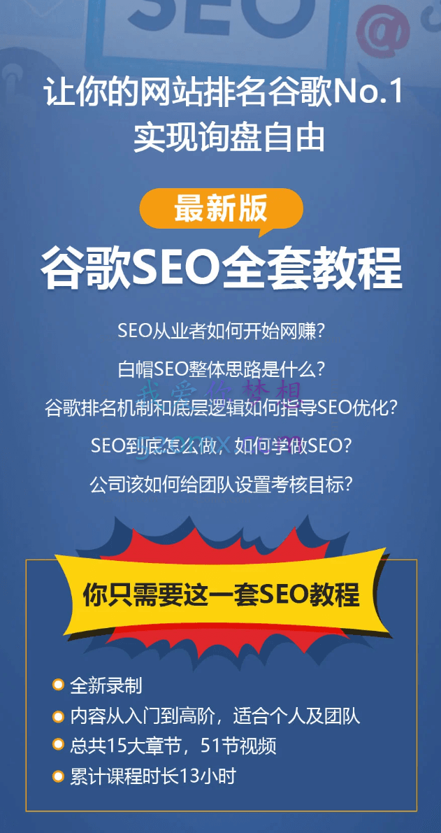 谷歌大叔团队谷歌SEO实战教程：谷歌排名第一秘籍，内容从入门到高阶，适合个人及团队