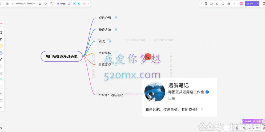 远航笔记:AI漫改头像全套课程小白日入600+