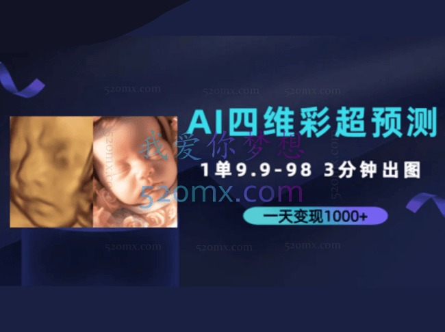 AI四维彩超预测,一单9.9-98,3分钟出图,一天变现1000+