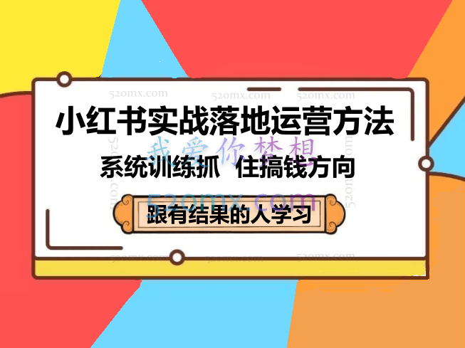 小红书实战落地运营方法,系统训练,抓住搞钱方向,跟有结果的人学习