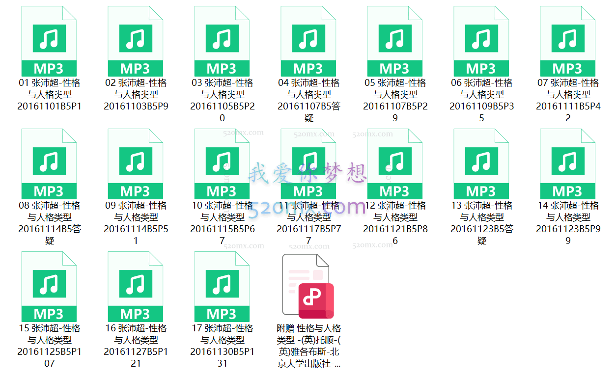 张沛超:讲读 性格与人格类型 微课17讲 录音