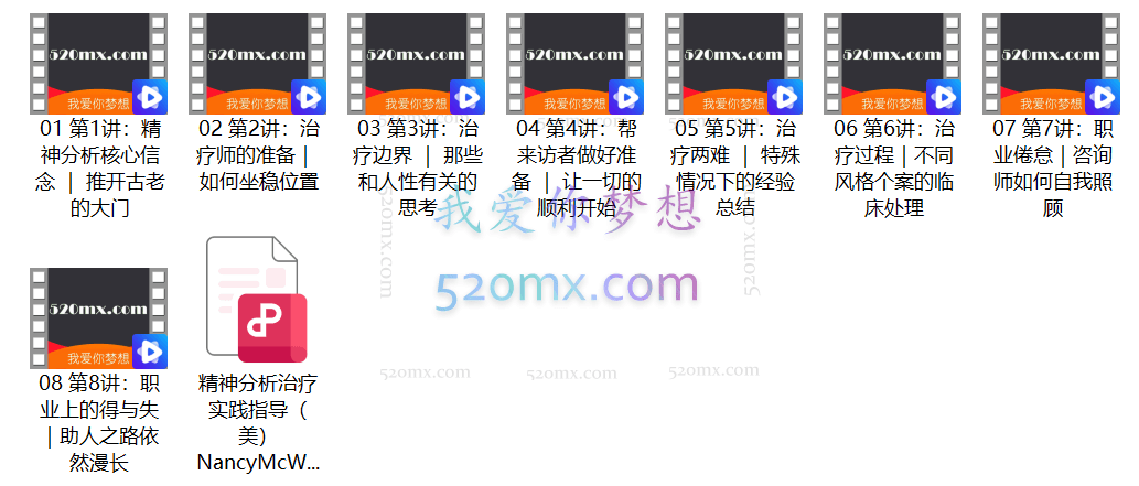 南希经典:精分治疗-实践指导动力学咨询师解读微课8讲