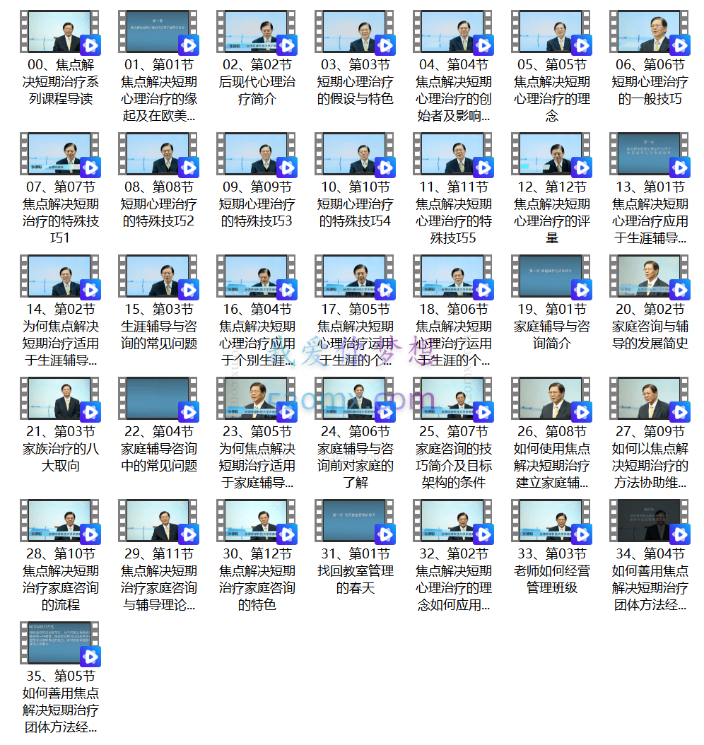 张德聪:焦点解决短期疗法 6个基本技术及四大应用模块 视频课程